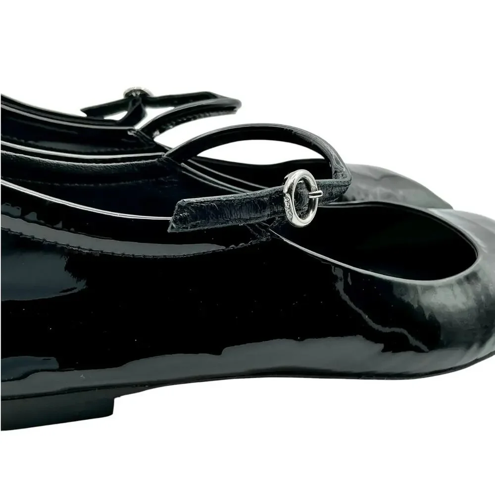 Aeyde Uma Mary Jane Black Patent Leather Flats EU 39 US 8 Made in Italy